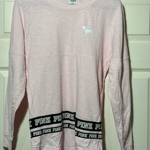 Victoria's Secret PINK Light Pink Long Sleeve Top with Black Logo Bands